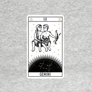 Gemini Distressed Goth Tarot Zodiac Sign T-Shirt